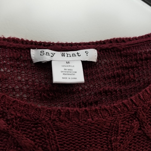 Say What? Maroon Loose Knit Sweater - Picture 3 of 3
